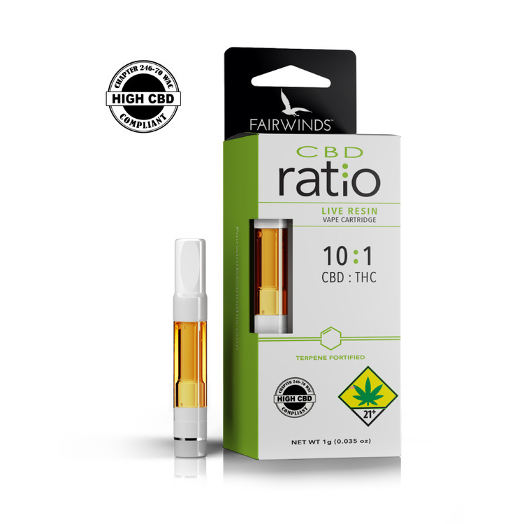 Photograph of product: Fairwinds: 10:1 Ratio - Live Resin Cartridge