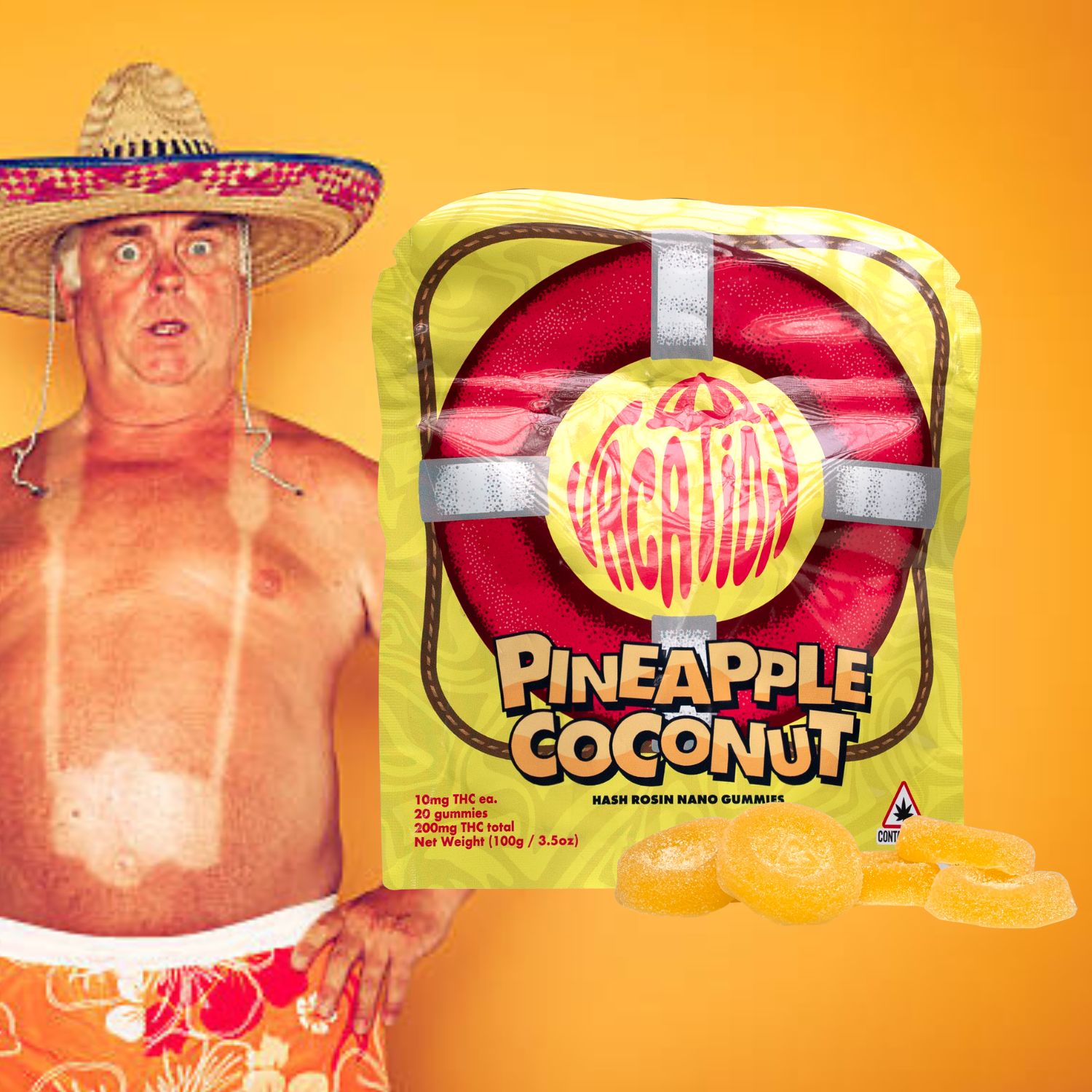 Photograph of product: Pineapple Coconut | 100mg au chocolat Rosin Gummy Rings