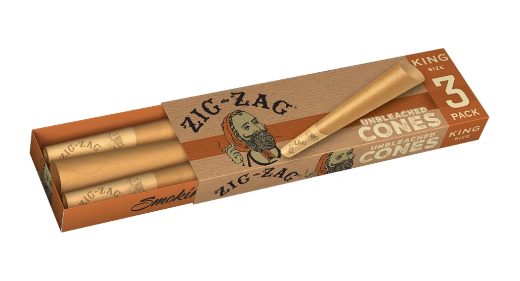 Photograph of product: King Size Unbleached Cones [3 pack]- Zig Zag
