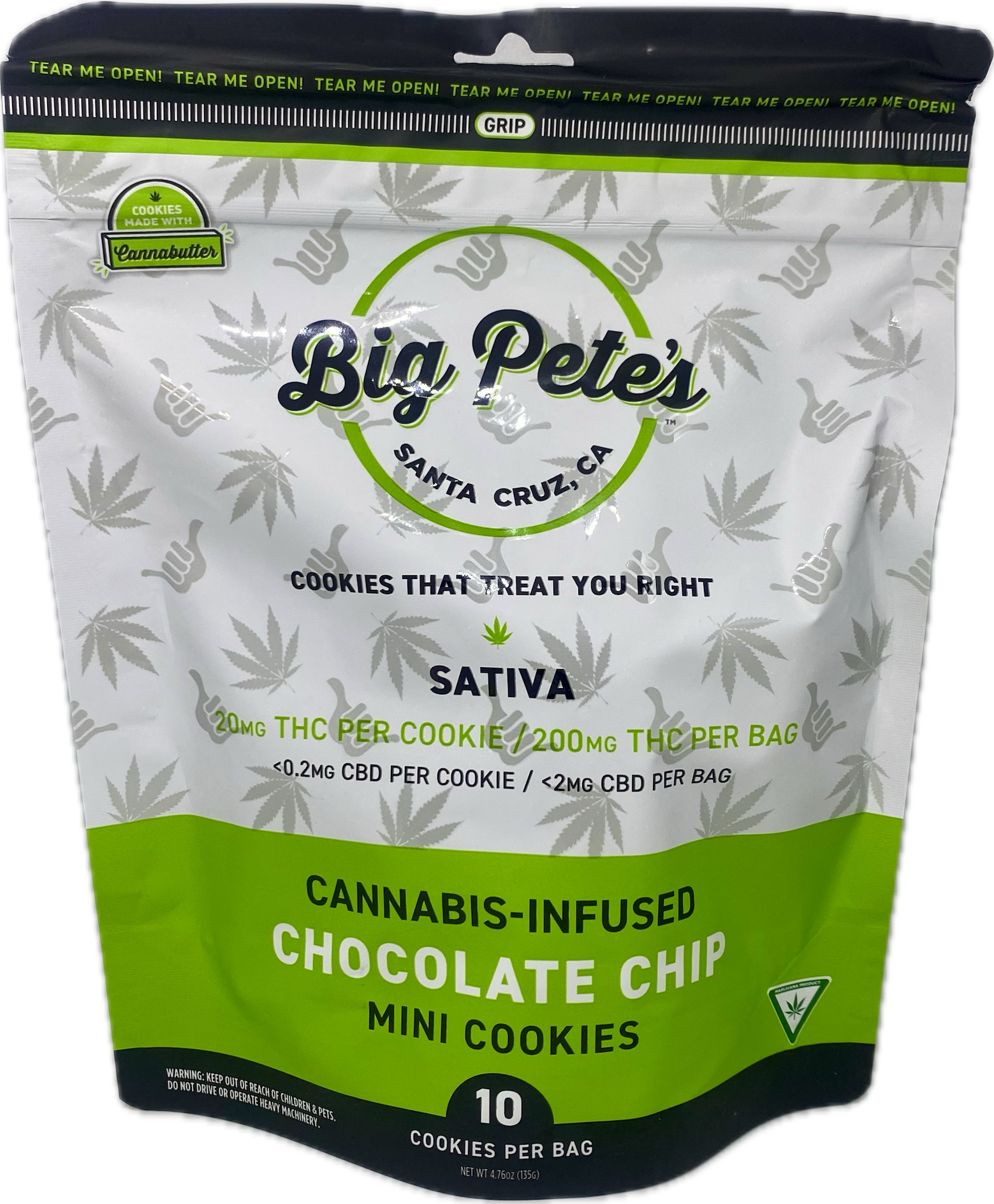 Photograph of product: Big Pete's Treats - Oui'd Chocolate Chip Cookies 10pk - 200mg
