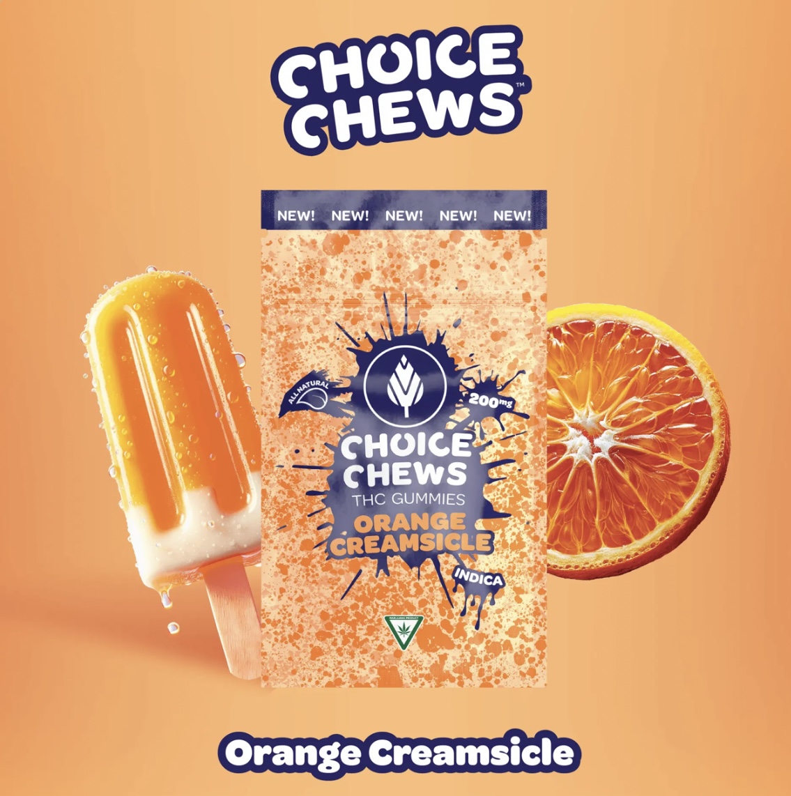 Photograph of product: Choice: Orange Creamsicle 200MG Gummies (I)
