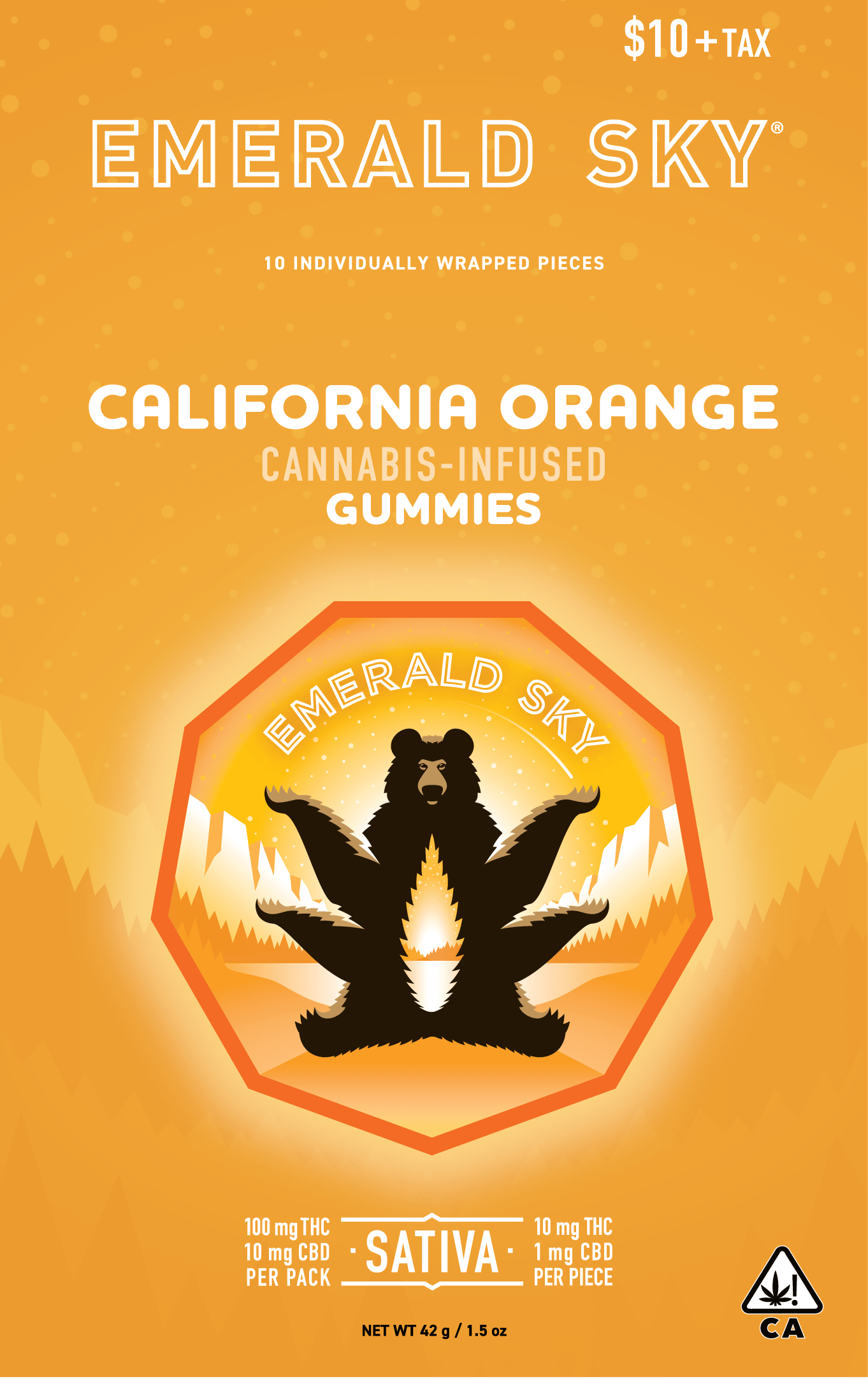 Photograph of product: California Orange Oui'd - 100mgTH-oui:10mg CBD Gummies 10pk | Emerald Sky
