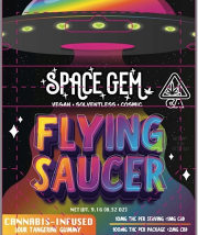 Photograph of product: SOUR TANGERINE FLYING SAUCER 100MG SINGLE GUMMY