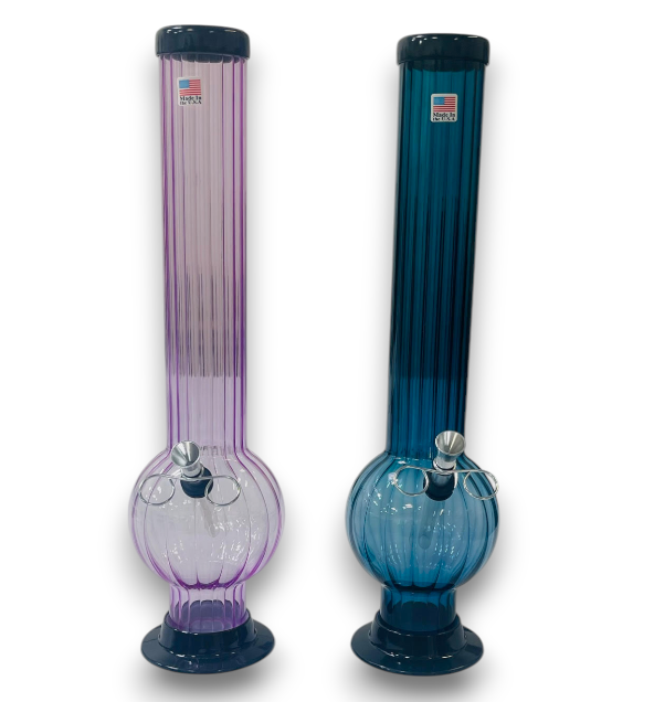 Photograph of product: 15" Acrylic Ribbed/Solid Color Water Pipe - Assorted Designs