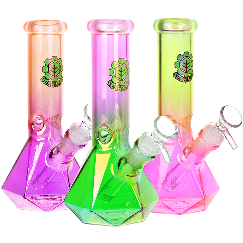 Photograph of product: SeshGear Diamond Base Beaker Ombre Glass Water Pipe | 7.75" | 14mm F