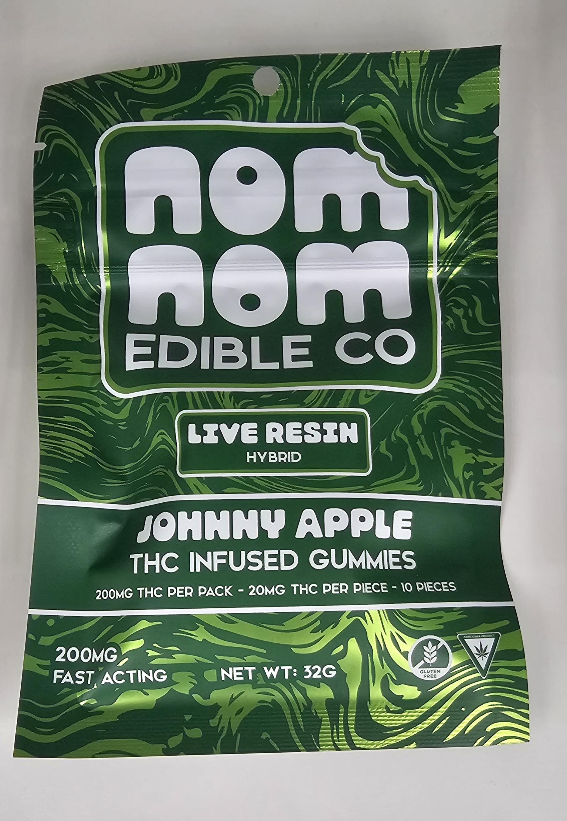 Photograph of product: NOM NOM Johnny Apple Live Resin 200mg Gummies
