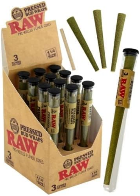 Photograph of product: RAW | Pressed Bud Wrapped Cones - 1 1/4 Cones (3pk)