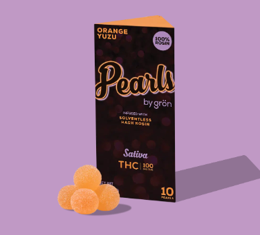 Photograph of product: Gron Pearls | Orange Yuzu | 100mg 10pk rosin gummies