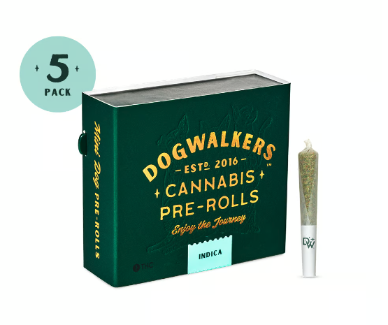 Photograph of product: Dogwalkers | Tres Dawg IX x Tres OG | Pre-Rolls | 5 pack