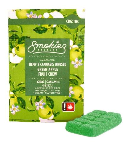 Photograph of product: Smokiez 100mg Singles: Sweet Green Apple CBG - 
