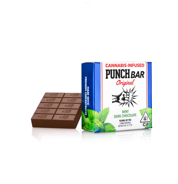 Photograph of product: Mint Dark Chocolate Punch Bar (100mg) - 