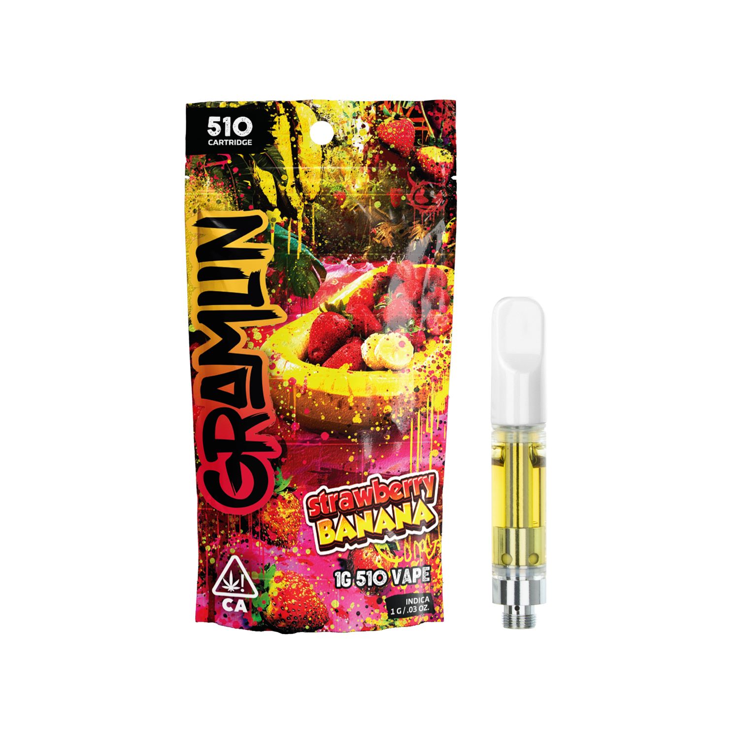 Photograph of product: GRAMLIN 510 VAPE CARTRIDGE - STRAWBERRY BANANA 1G