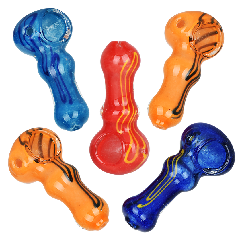 Photograph of product: Two-Toned Tiger Stripe Glass Spoon Pipe | 2.75"
