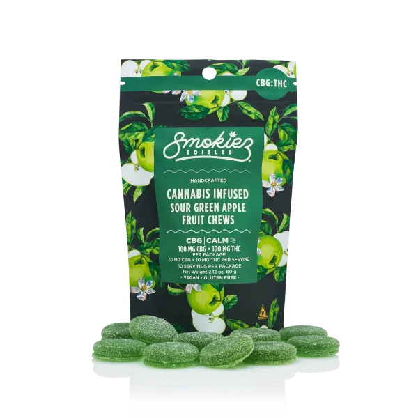Photograph of product: Gummies | Sour Green Apple 1:1 TH-oui:CBG | 100mg