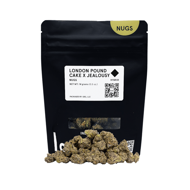 Photograph of product: London Pound Cake x Jealousy (H) 14g - Nugs Black Bag - Retail
