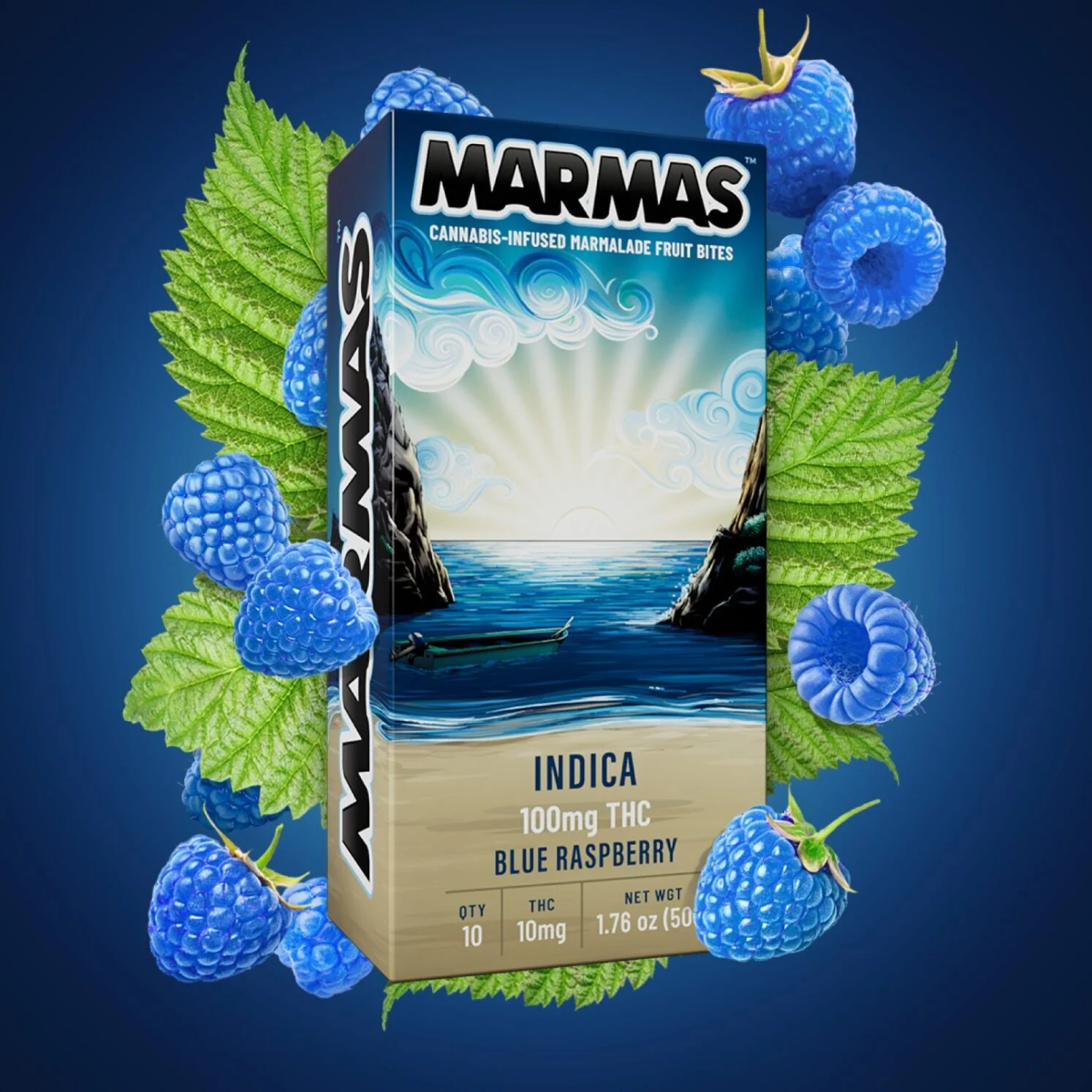 Photograph of product: 1:1 CBG Blue Raspberry Gummies | 10-pack