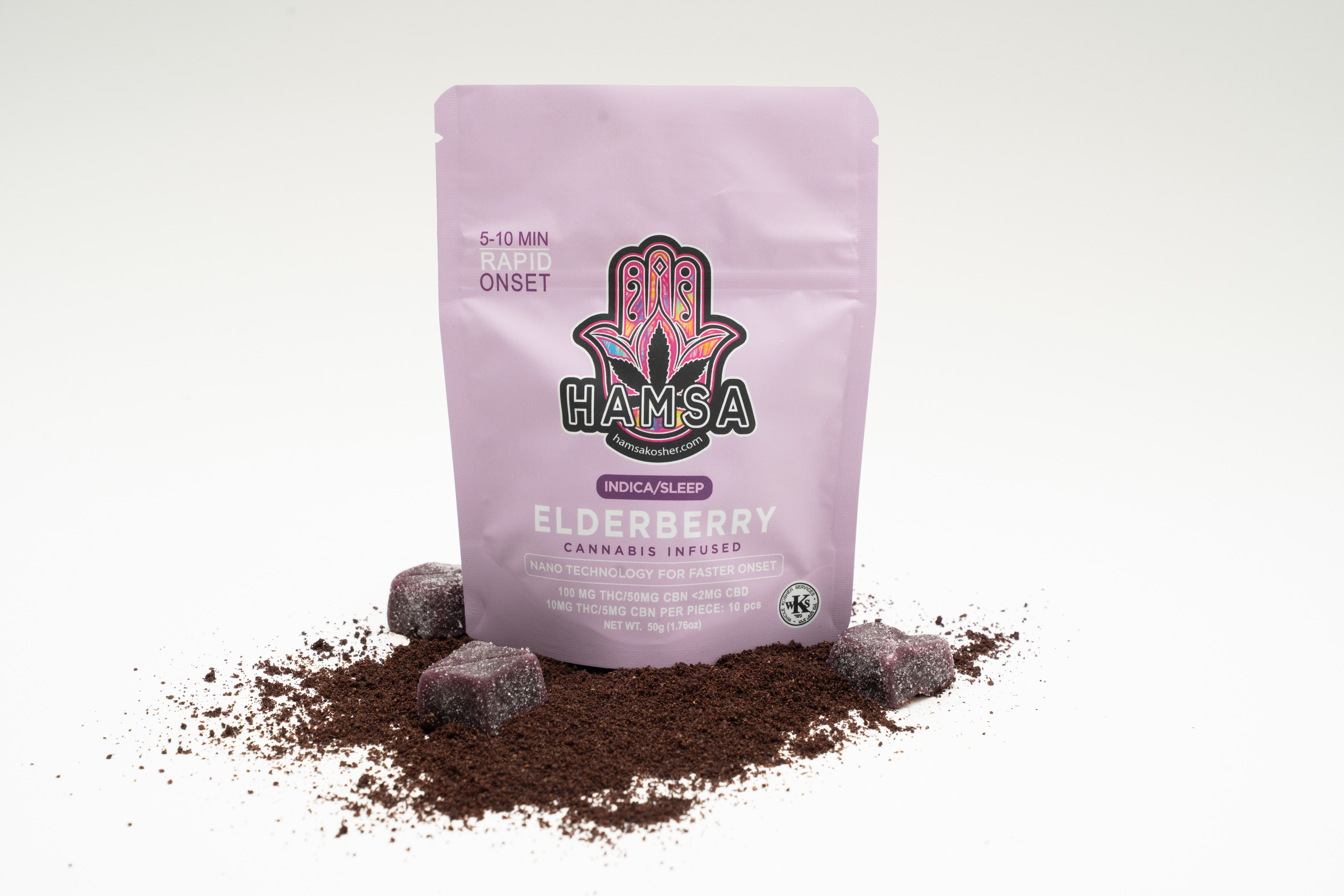 Photograph of product: Elderberry Gummies - 2:1 TH-oui/CBN - Kosher - Vegan - 10 Pack