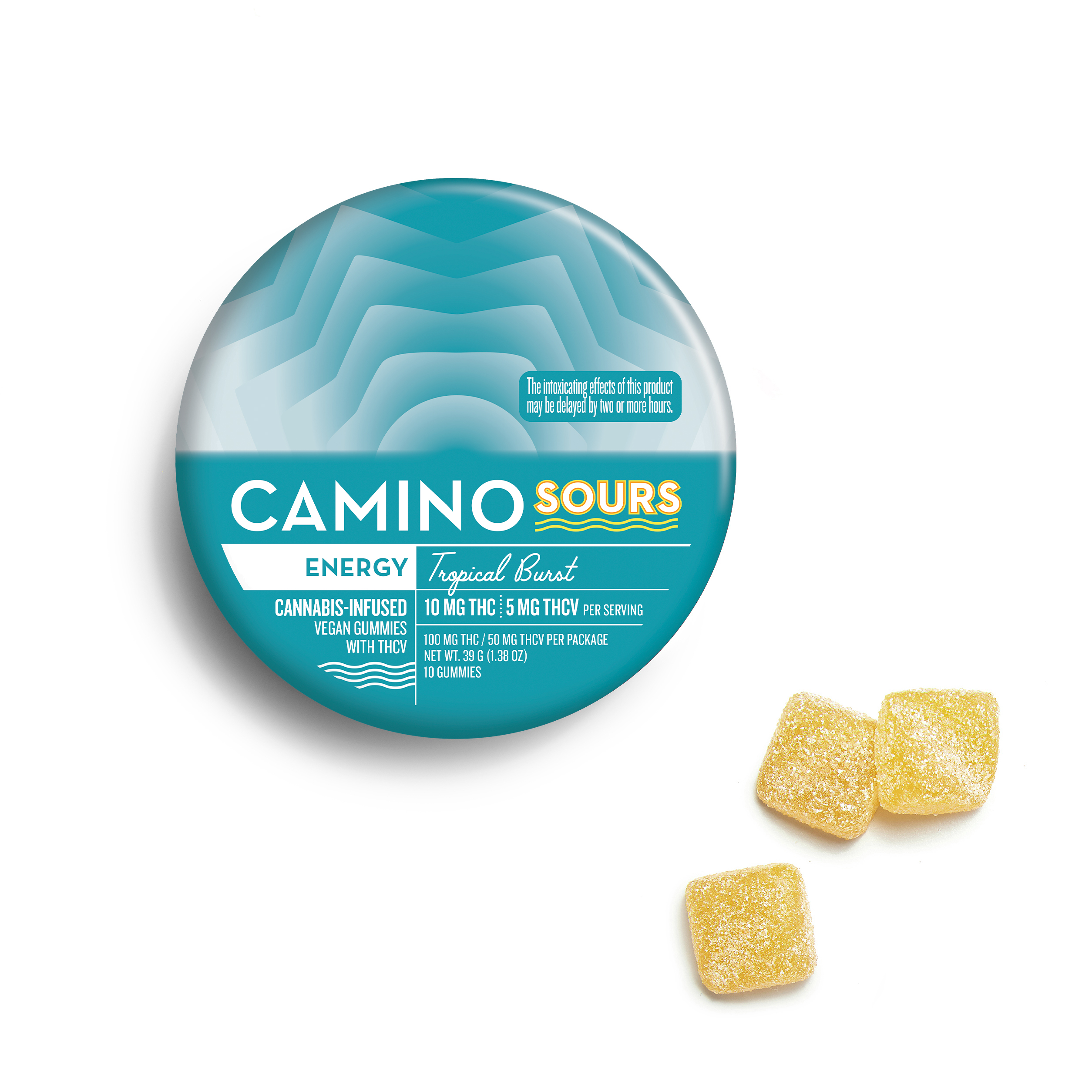 Photograph of Product: Camino Sours 10:5 'Energy' Tropical Burst THCV Gummies [10pk]
