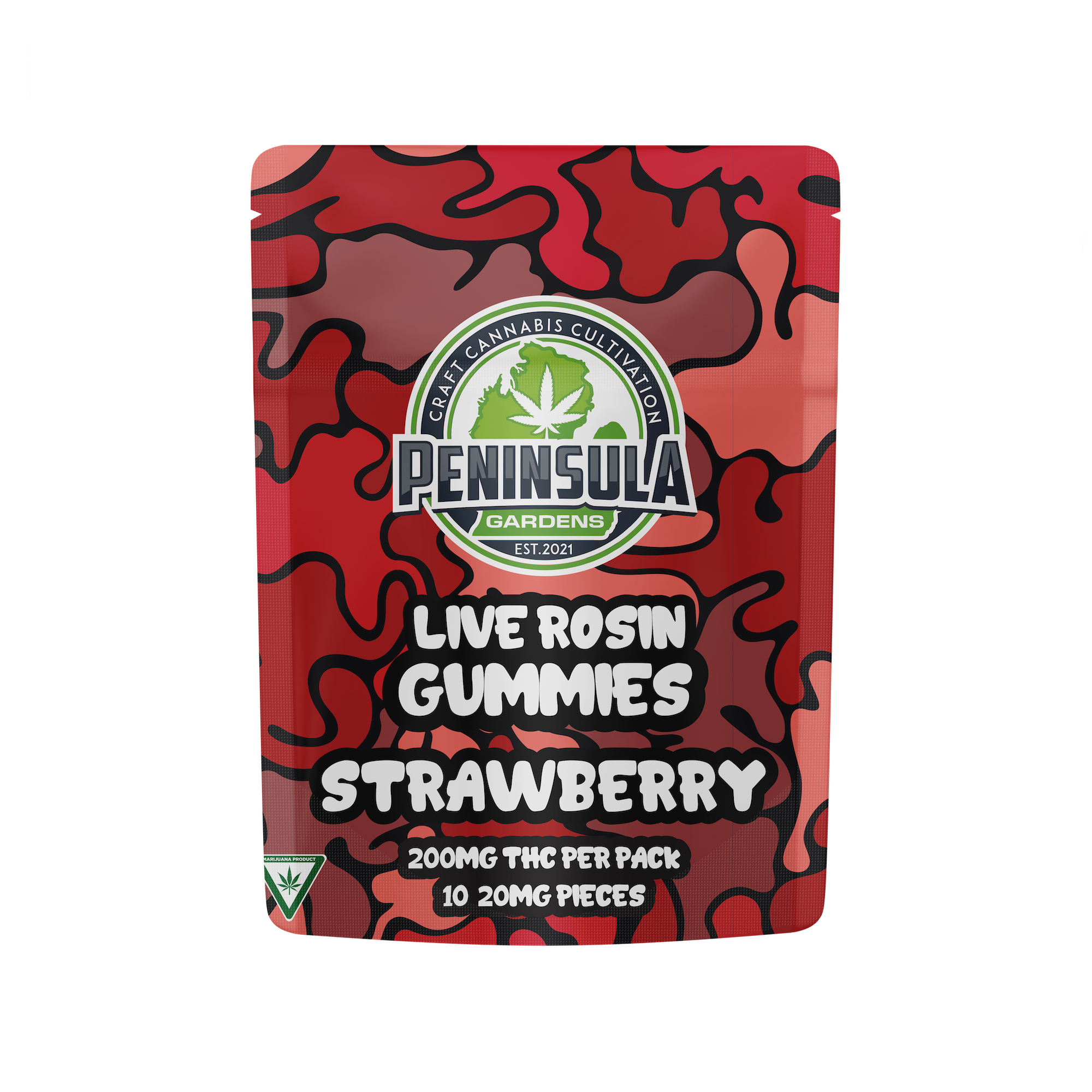 Photograph of product: Peninsula Garden | 200mg Rosin Gummies | Strawberry