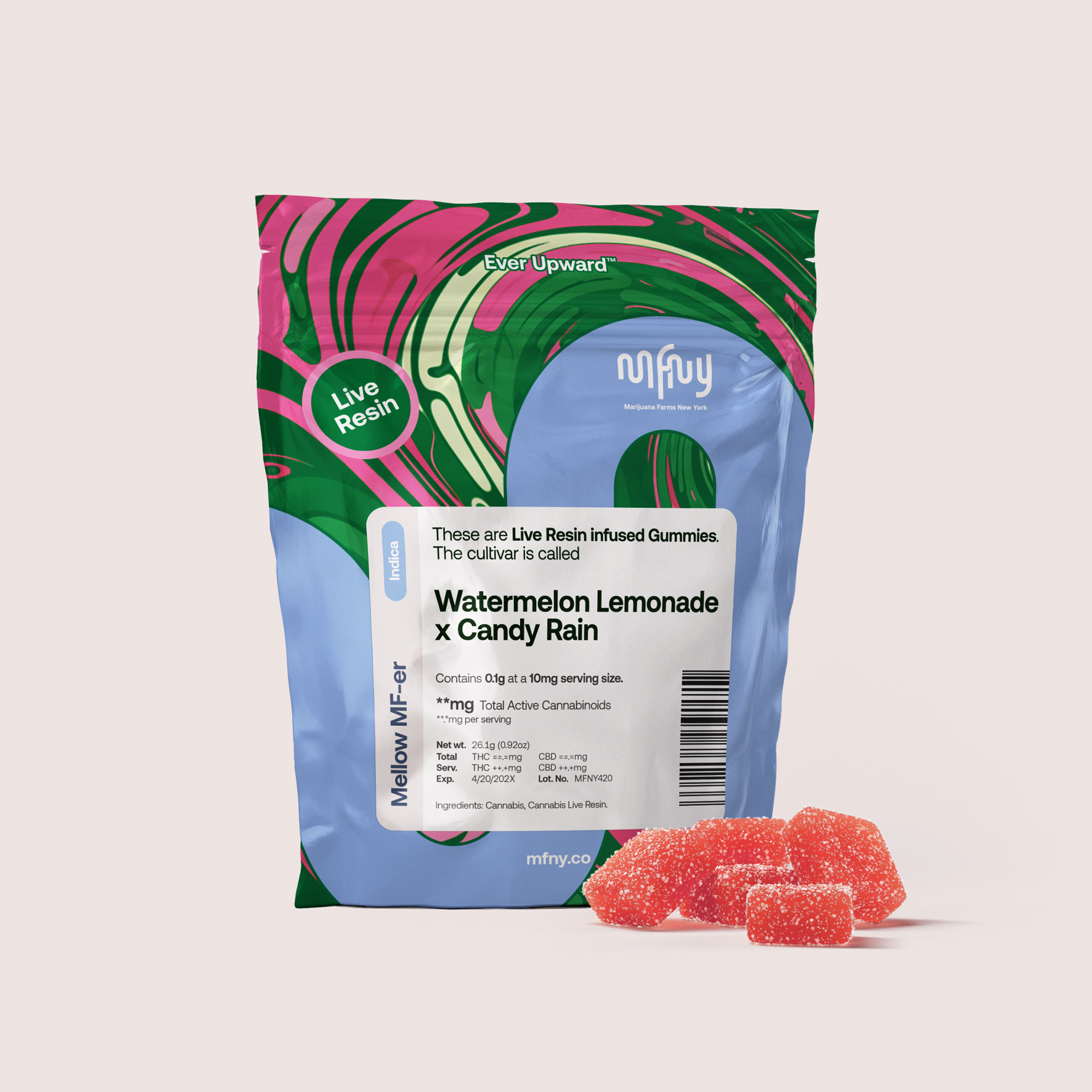 Photograph of product: MFNY | Watermelon Lemonade x Candy Rain | 10mg TH-oui Live Resin | 10?pack