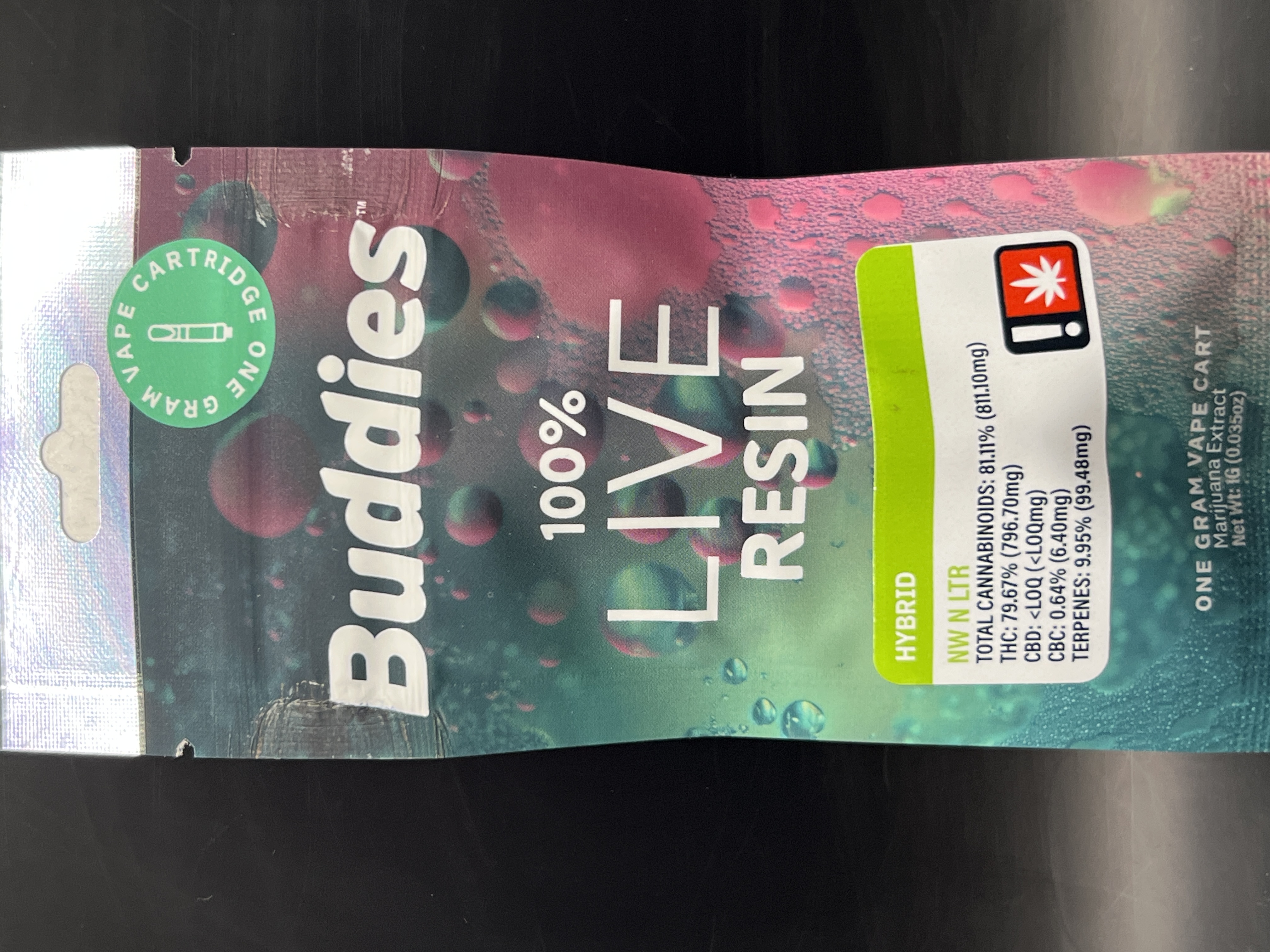 Photograph of product: Buddies Georgia Pie Live Resin Cartridge