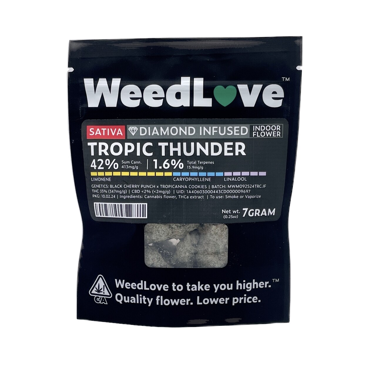Photograph of product: TROPIC THUNDER INFUSED FLOWER QUARTER OUNCE