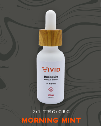 Photograph of product: VIVID 200MG 2:1 TH-oui:CBG MORNING MINT TONGUE DROPS