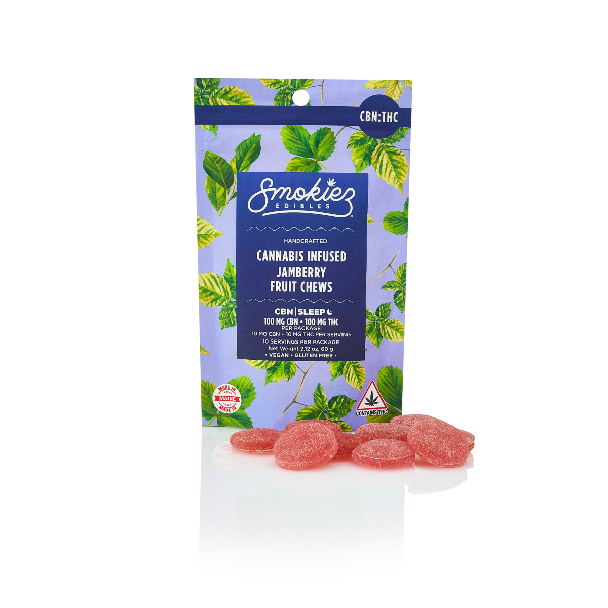 Photograph of product: Smokiez - Jamberry 1:1 Fruit Chew 10mg CBN / 10mg 100MG