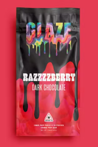 Photograph of product: Glaze - Dark Chocolate Razzzzberry Bar 200MG