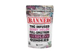 Photograph of product: BANNED | BERRY MELON | NERDLESS GUMMIES | 200MG
