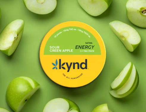 Photograph of product: Kynd 1:1 Energy Sour Green Apple 100mg 20pk Gummies