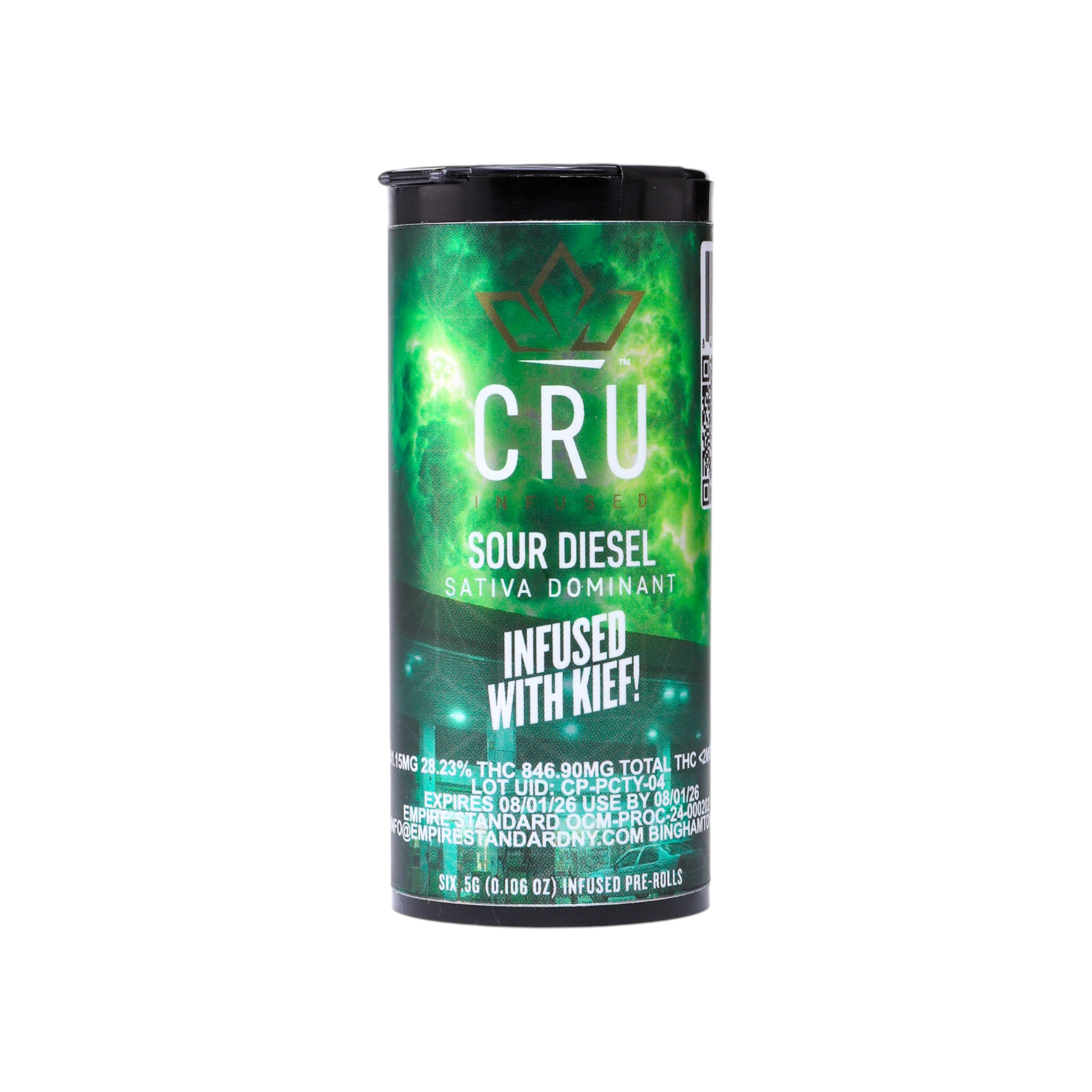 Photograph of product: CRU Green Crack 6pk Kief Infused Prerolls