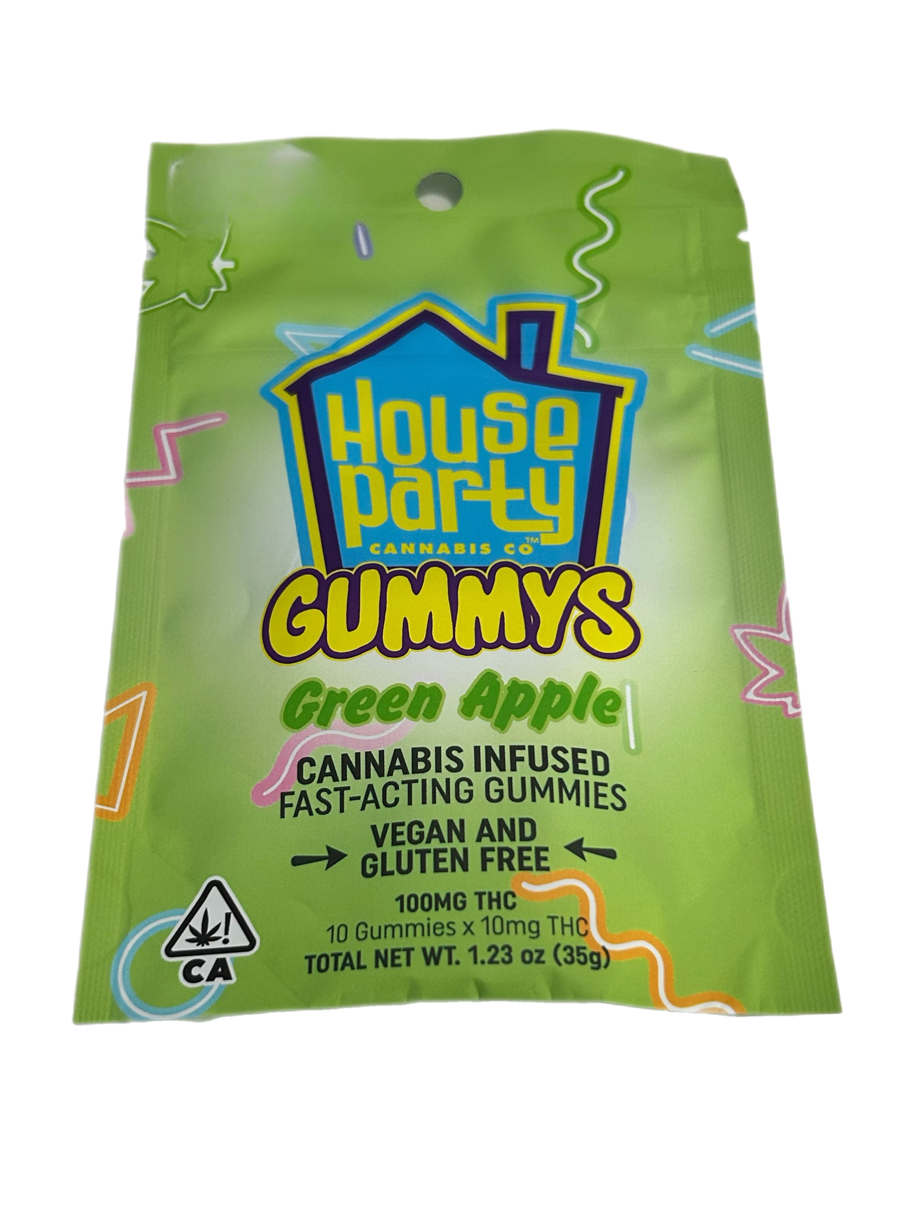 Photograph of product: HOUSE PARTY - 100MG - EDIBLE (GUMMIES) - GREEN APPLE