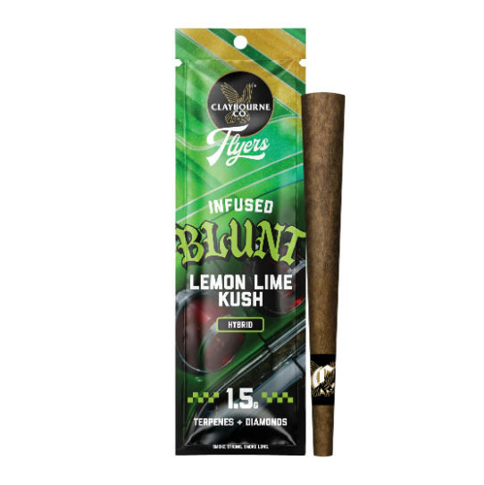 Photograph of product: CLAYBOURNE CO. - FLYERS FROSTED - INFUSED BLUNT - - HYBRID - LEMON LIME KUSH