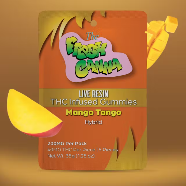 Photograph of product: Fresh Canna | Mango Tango Live Resin Gummies | 200mg