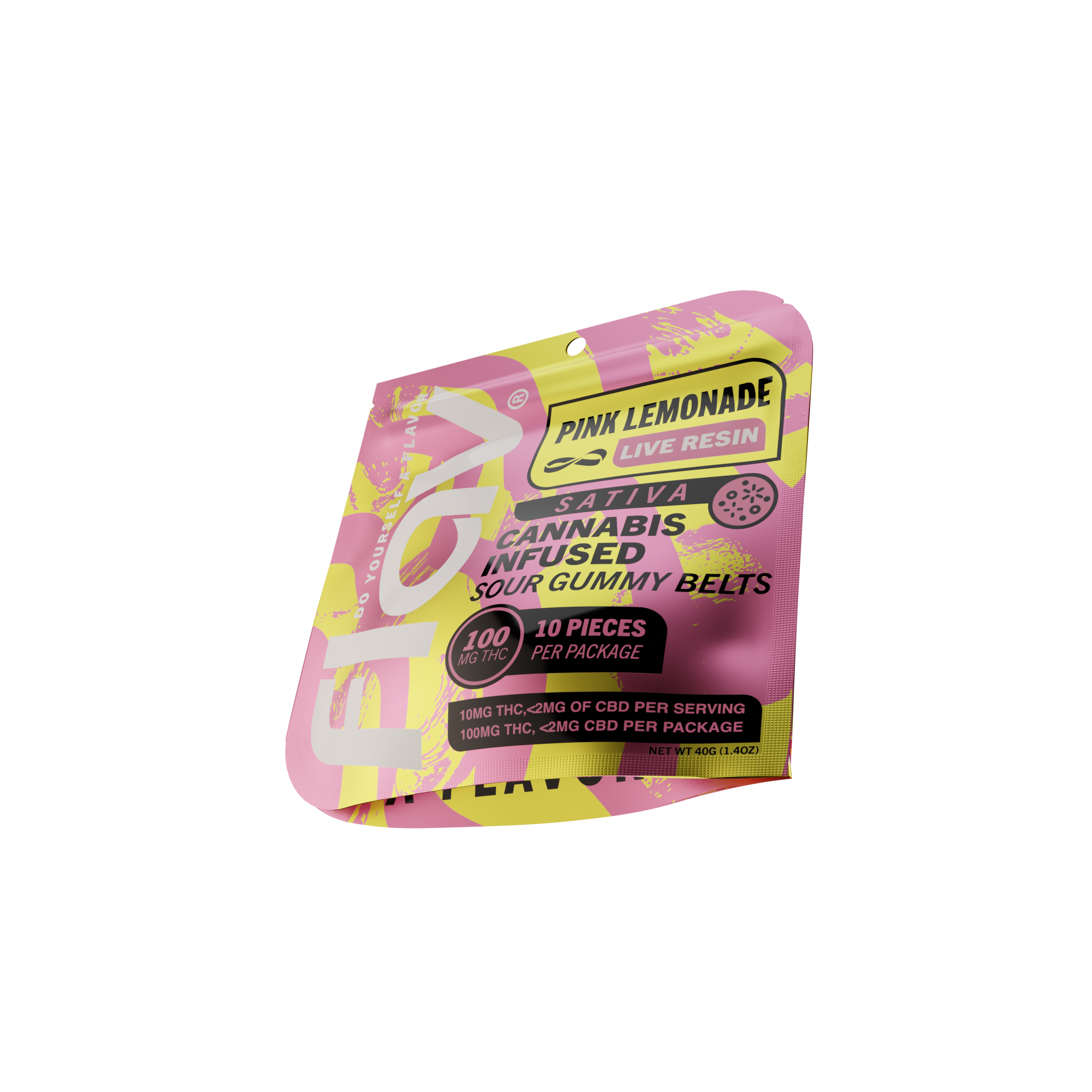 Photograph of product: Edible Gummies | Flav | Live Resin - Pink Lemonade Belts | 100mg