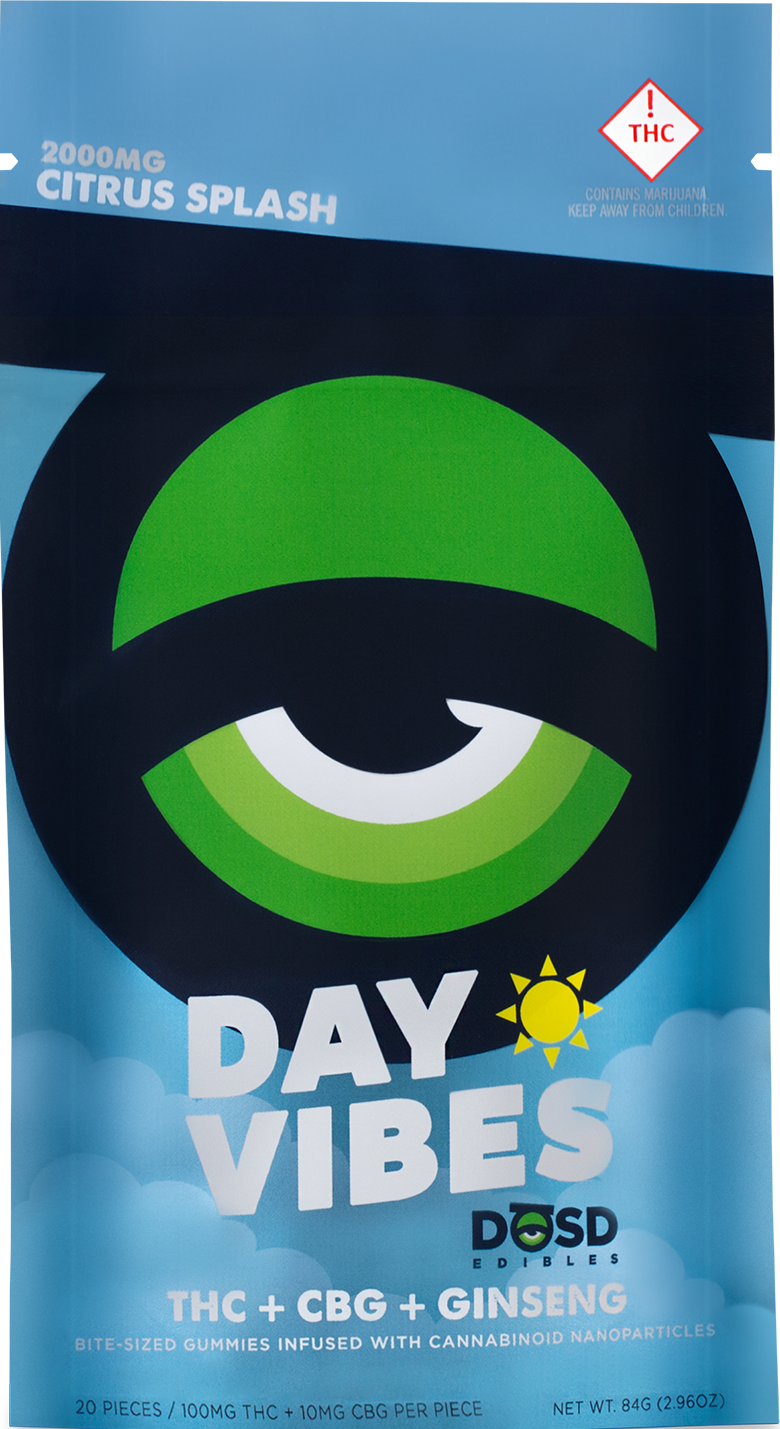 Photograph of product: Day Vibes Citrus Splash (S) - (10:1 TH-oui:CBG) + Ginseng - 2000mgTH-oui:200mg CBG - Nano Bites - DOSD