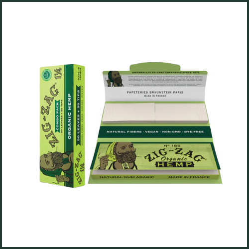 Photograph of product: Zig-Zag | Organic Hemp Rolling Papers | 1 1/4 | 50 Papers and Tips