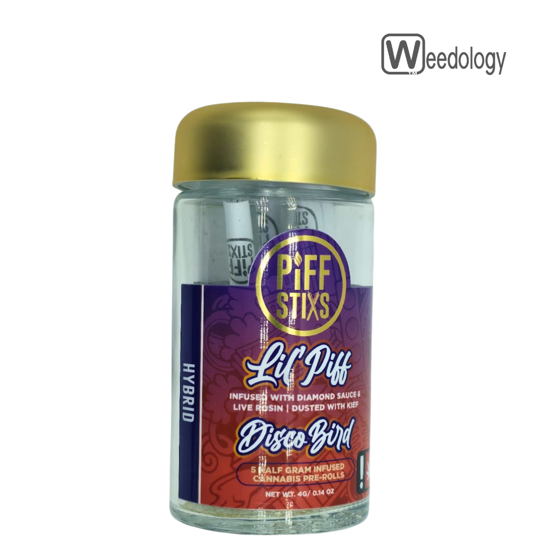 Photograph of product: Lil' Piff 5pk DISCO BIRD Infused 0.5g Pre-Rolls