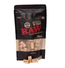 Photograph of product: Raw | Black Extra Wide Pre-Rolled Tips | 50pk