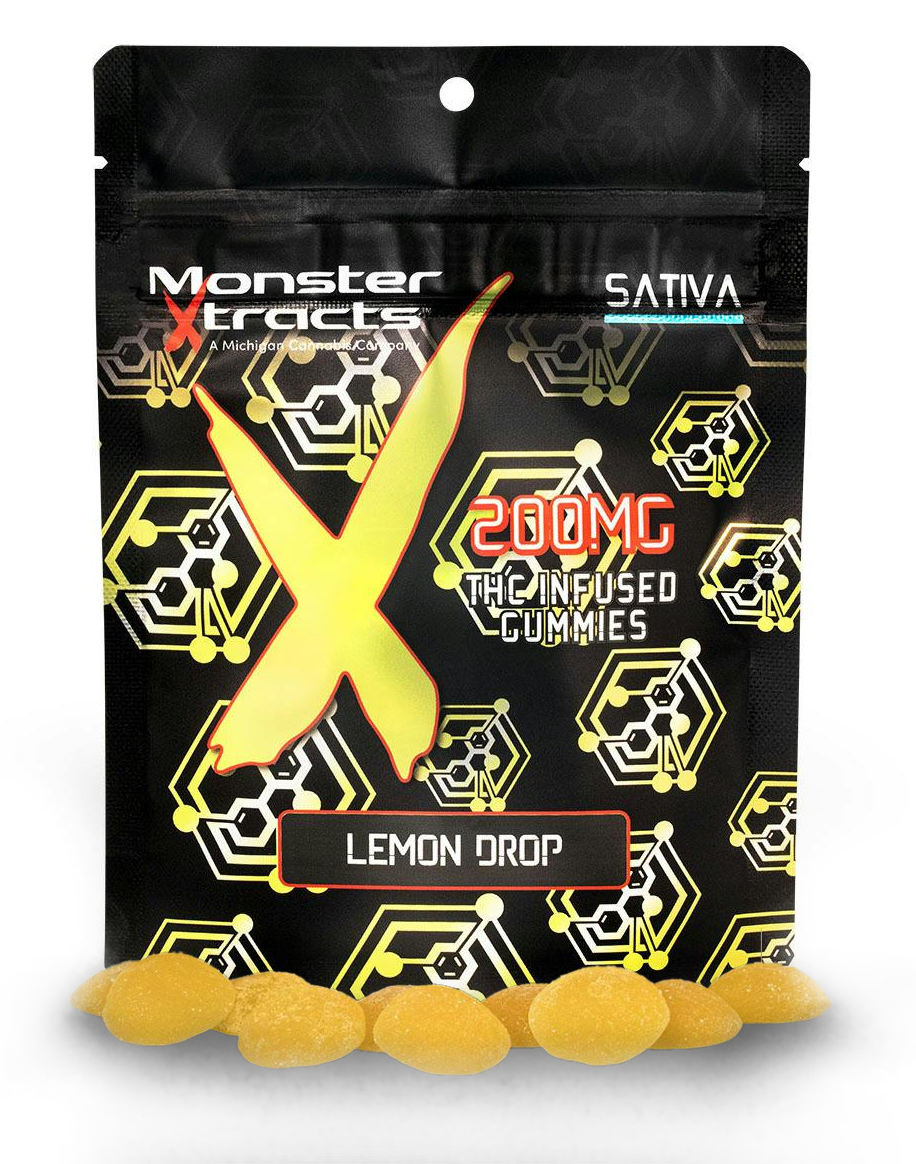 Photograph of product: Monster Xtracts Lemon Drop Gummies 200mg Rec