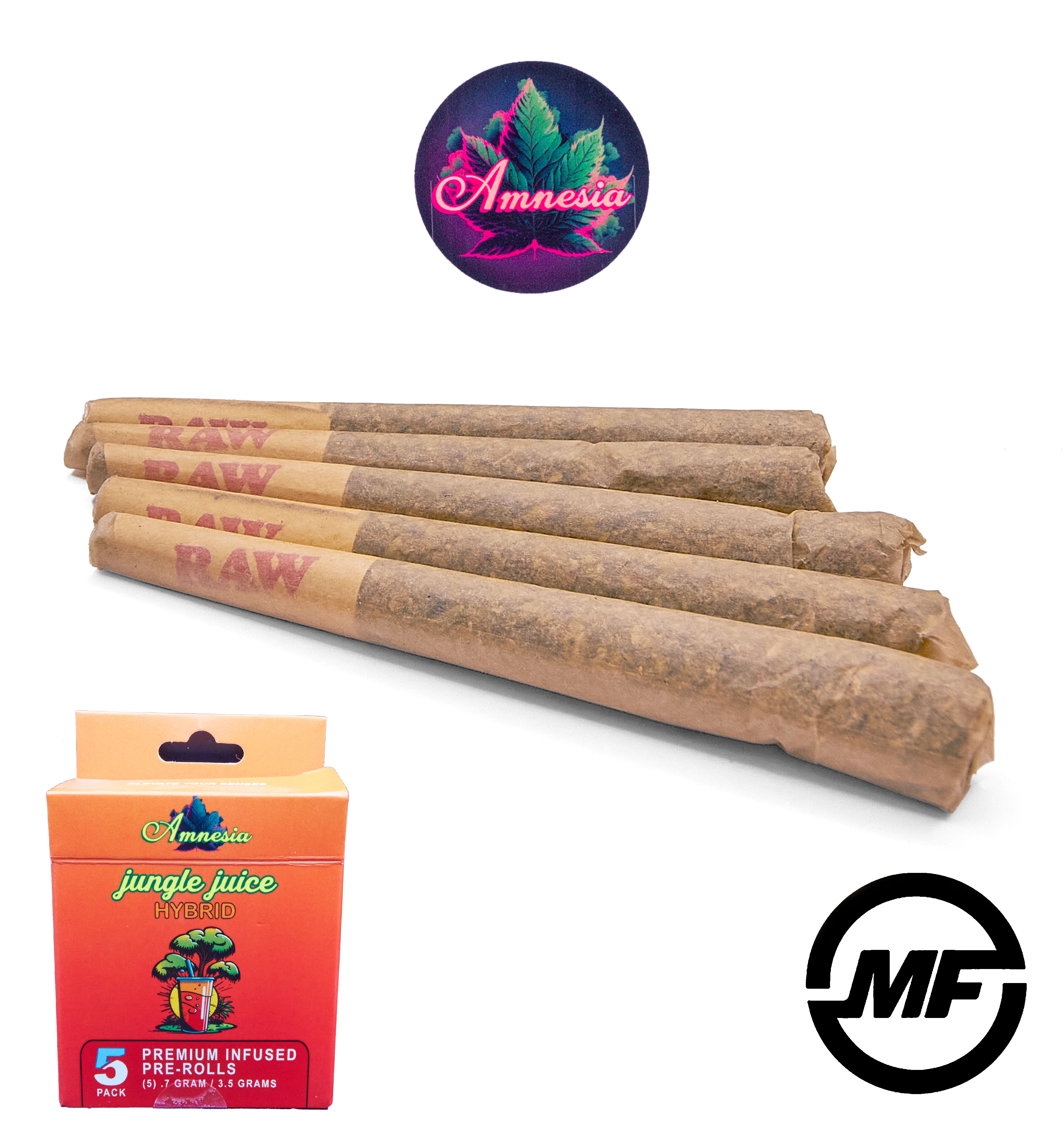 Photograph of product: Amnesia | Jungle Juice | Bubble au chocolat Infused Glass Tip Pre-Rolls | 3.5g