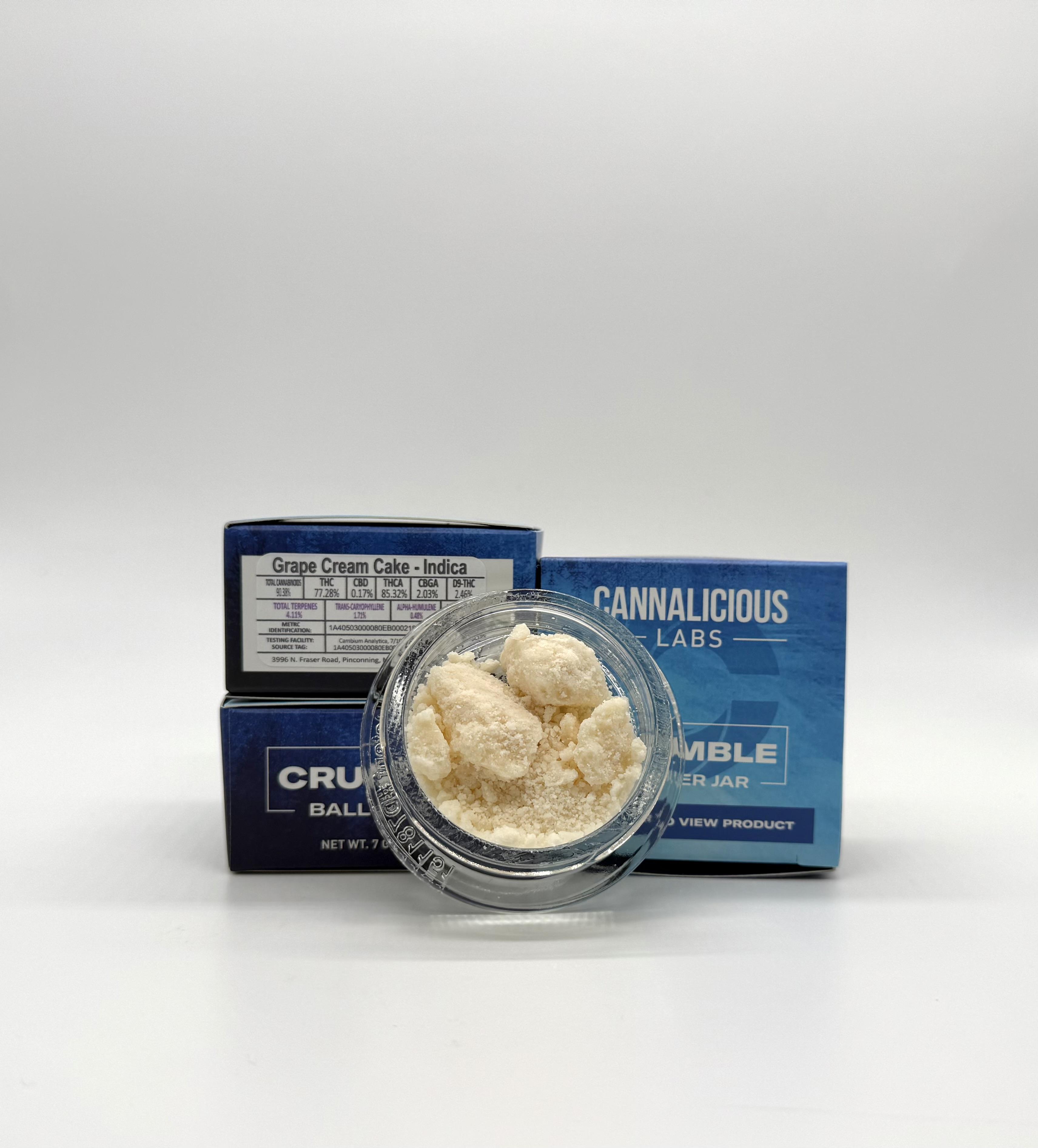 Photograph of product: Cannalicious Labs Baller Jar Crumble Raspberry Cough