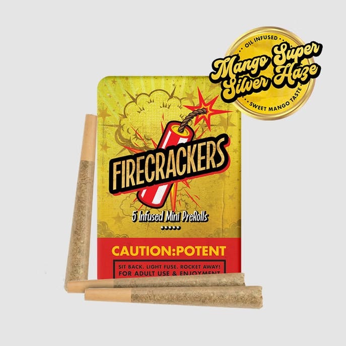 Photograph of product: Firecrackers - Mango SSH - 5pk x 0.7g Infused Prerolls