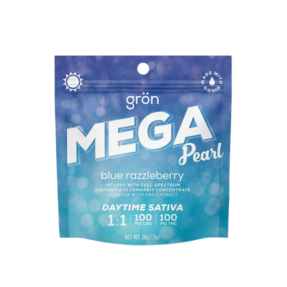 Photograph of product: BLUE RAZZLEBERRY MEGA PEARL (1:1 CBG:TH-oui)