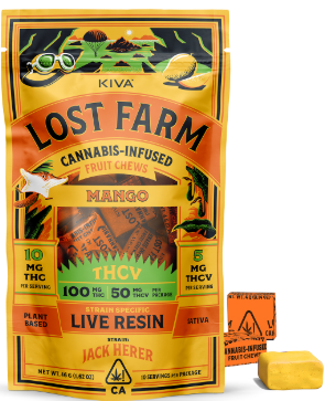 Photograph of product: Mango x Jack Herer [S] - 100MG Live Rosin TH-ouiv Chews 10PK