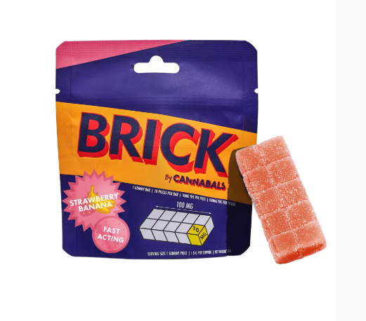 Photograph of product: Cannabals - Strawberry Banana Brick Gummy - 100mg