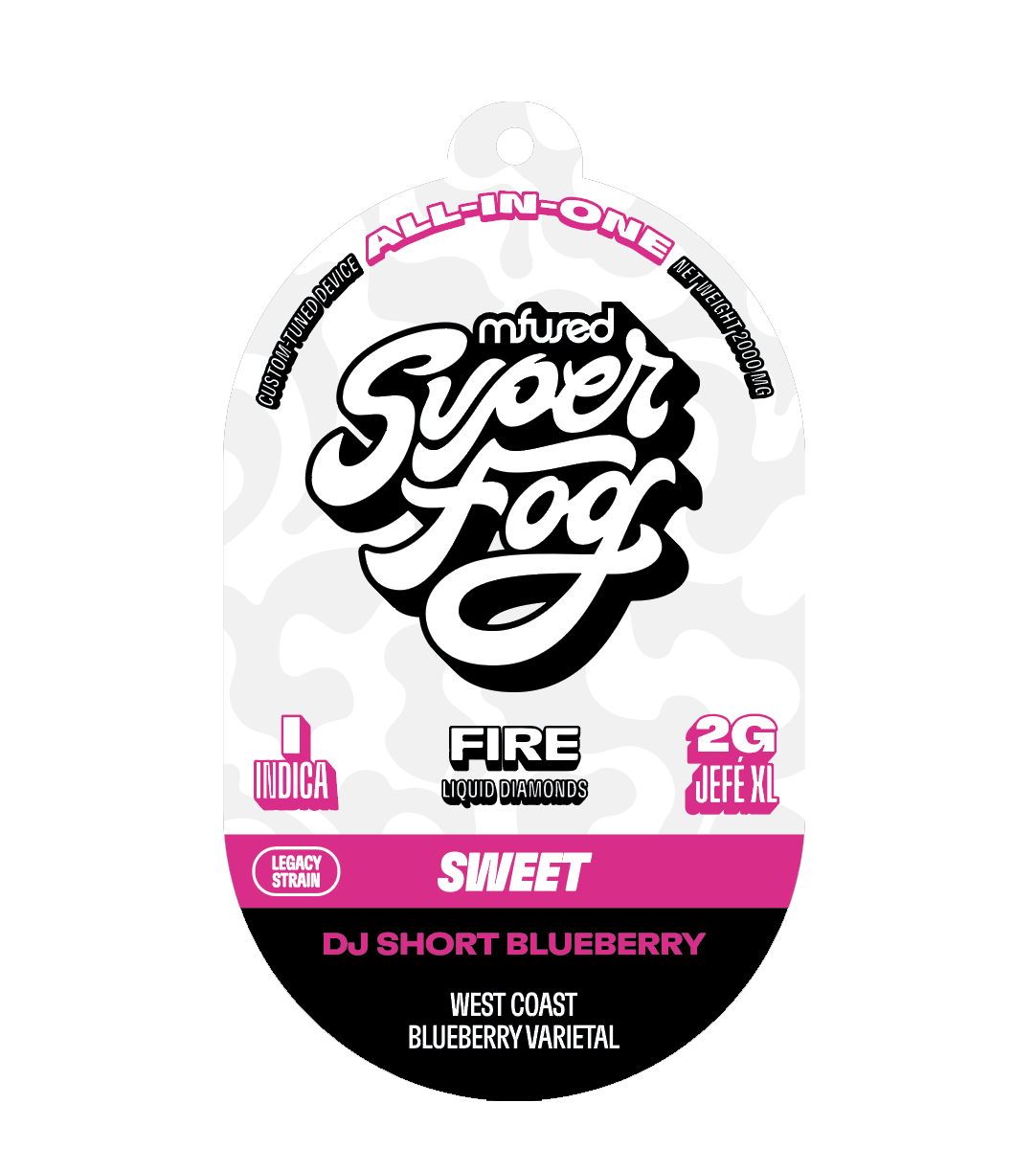 Photograph of product: Super Fog Fire DJ Short Blueberry Disposable Vape 2g