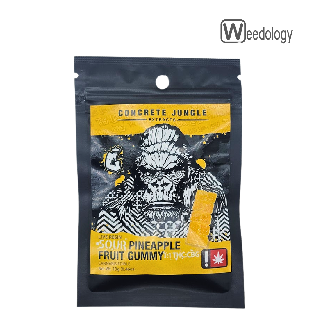 Photograph of product: Concrete Jungle Single SOUR PINEAPPLE 1:1 100mg LR Gummy
