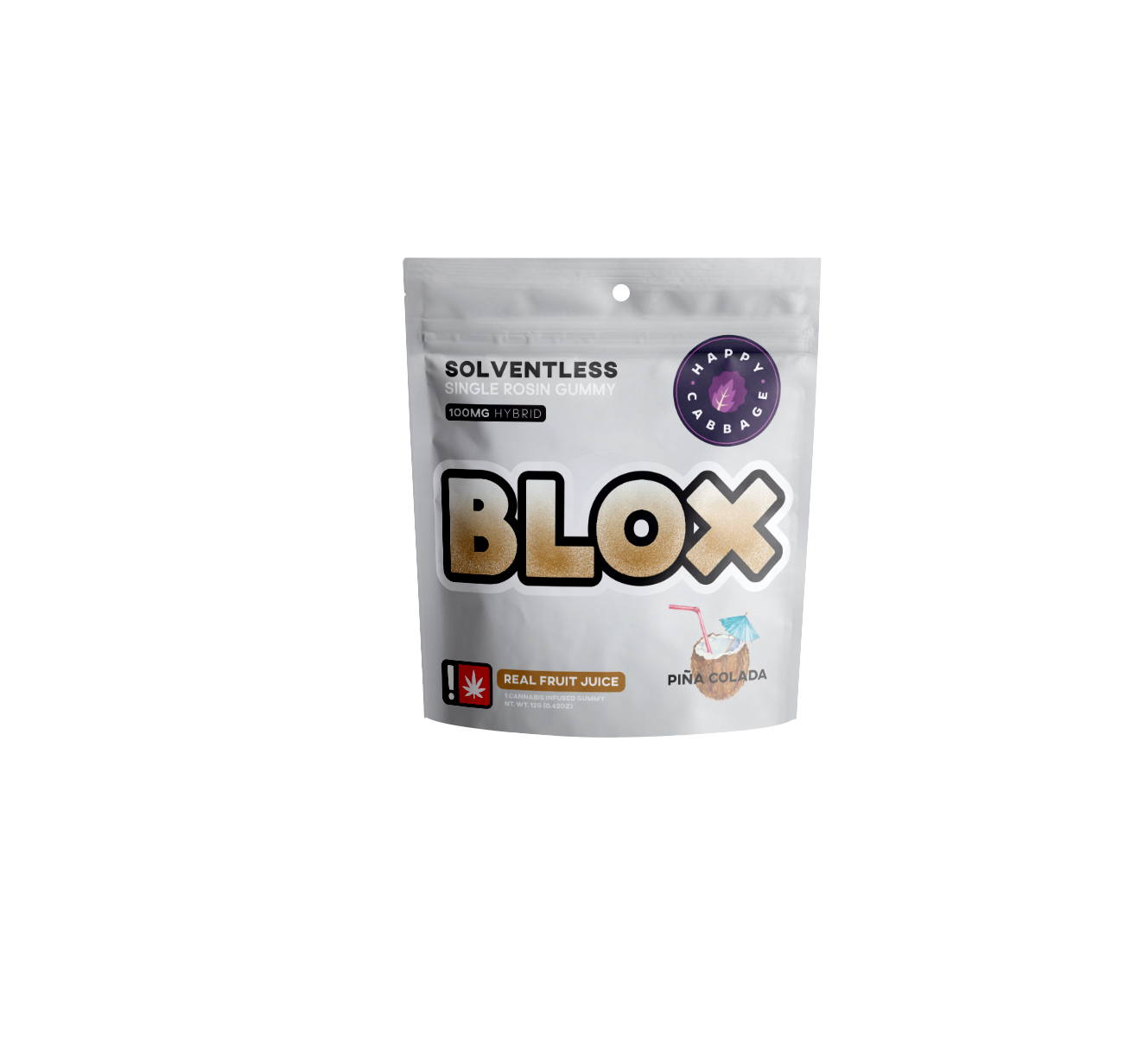 Photograph of product: BLOX - Pina Colada - (Hybrid) 100mg TH-oui Single Rosin Gummy